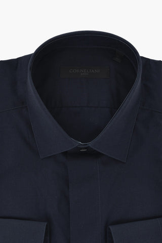 CODE Camicia in Cotone con Abbottonatura Nascosta e Collo Italiano