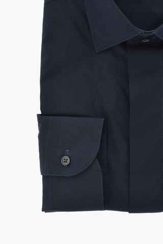 CODE Camicia in Cotone con Abbottonatura Nascosta e Collo Italiano