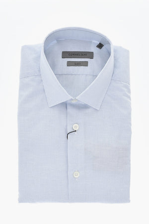 Linen Blend Striped Shirt With French Collar