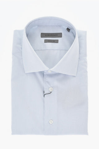 Camicia In Cotone A Righe Con Collo Francese