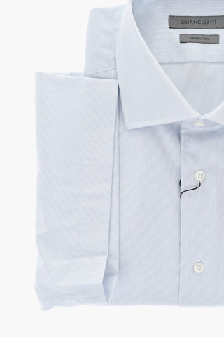 Camicia In Cotone A Righe Con Collo Francese