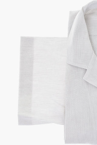 CC COLLECTION Camicia in Misto Lino a Righe Hairline con Colletto Cubano
