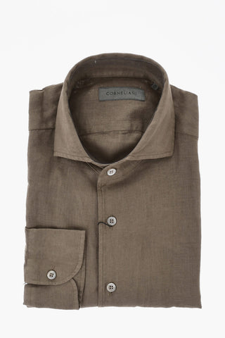 Camicia in Lino Con Collo Francese