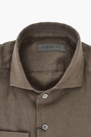 Camicia in Lino Con Collo Francese