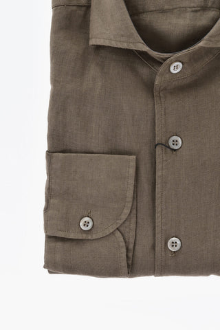 Camicia in Lino Con Collo Francese