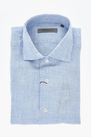 Camicia In Lino Con Collo Francese
