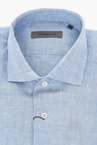 Camicia In Lino Con Collo Francese