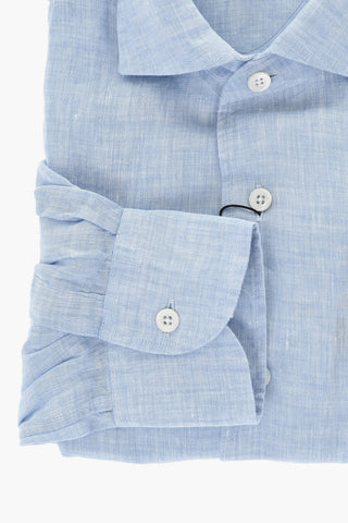Camicia In Lino Con Collo Francese