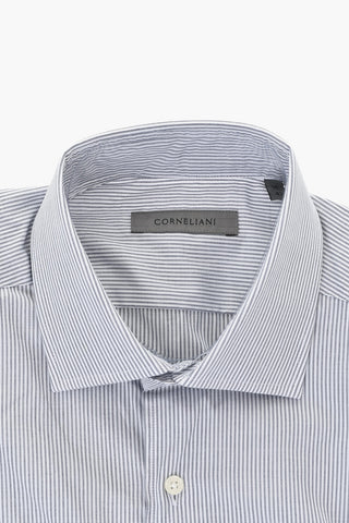 Camicia In Cotone A Righe Con Collo Francese