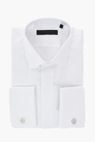 CODE Camicia in Popeline di Cotone con Abbottonatura nascosta e Gemelli
