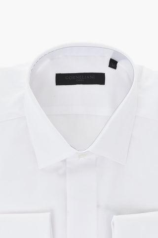 CODE Camicia in Popeline di Cotone con Abbottonatura nascosta e Gemelli
