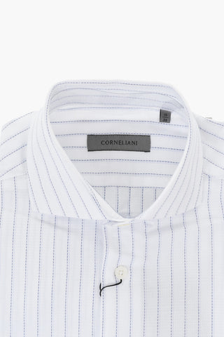 Solid-Colored Shirt With French Collar And Contrast Stripes