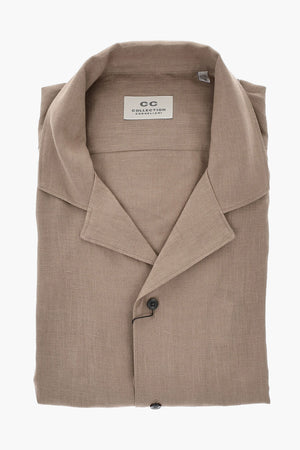 CC COLLECTION Camicia in Lino a Maniche Corte con Collo Francese
