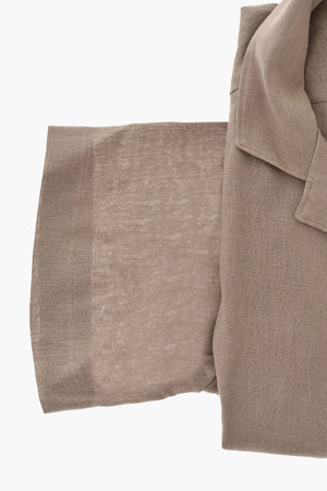 CC COLLECTION Camicia in Lino a Maniche Corte con Collo Francese