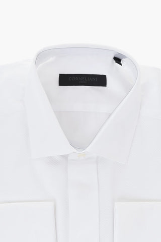 CODE Camicia Smoking in Cotone con Collo Francese