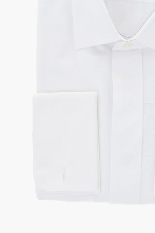 CODE Camicia Smoking in Cotone con Collo Francese