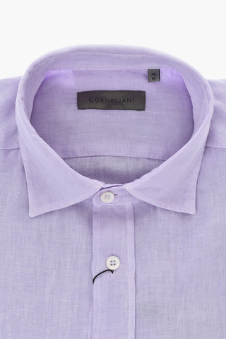 Camicia in Lino a Tinta Unita con Doppio Taschino