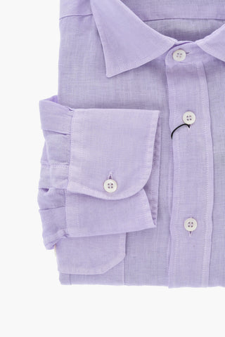 Camicia in Lino a Tinta Unita con Doppio Taschino