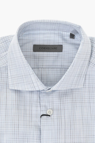 Camicia Casual in Cotone a Quadri con Collo Francese