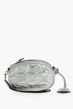 COUTURE! Silver-Effect Nylon Clutch with All-Over Teddy Embroidery