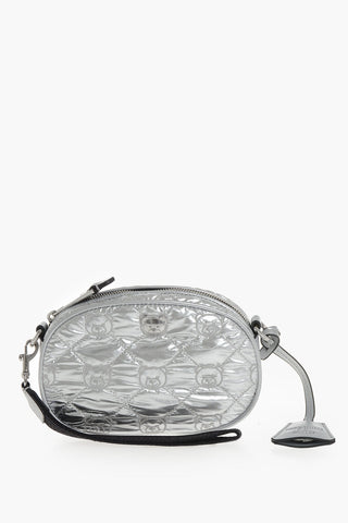 COUTURE! Silver-Effect Nylon Clutch with All-Over Teddy Embroidery