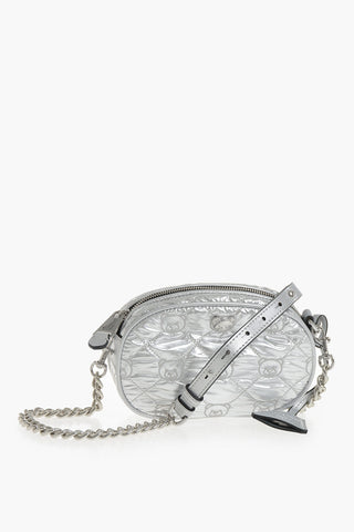 COUTURE! Silver-Effect Nylon Clutch with All-Over Teddy Embroidery