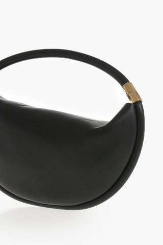 Solid-Color Leather Bag DISC 30 with Gold Metal Detail