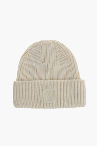 Beanie Aus Wollmix Einfarbig Mit Ton-in-Ton Monogramm