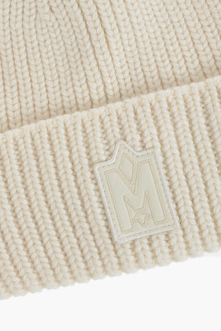 Beanie Aus Wollmix Einfarbig Mit Ton-in-Ton Monogramm