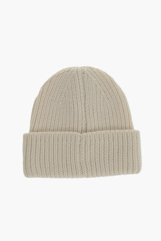 Beanie Aus Wollmix Einfarbig Mit Ton-in-Ton Monogramm