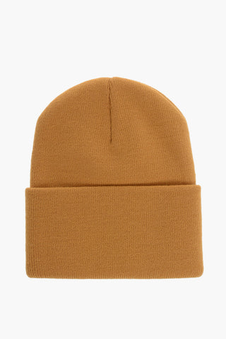 Solid Beanie ACRYLIC WATCH With Logo Patch