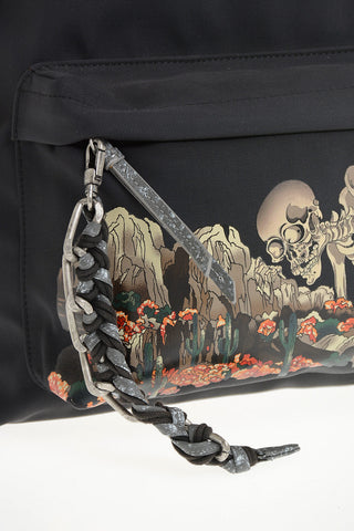 Backpack With Desert Print And Embroidered Logo