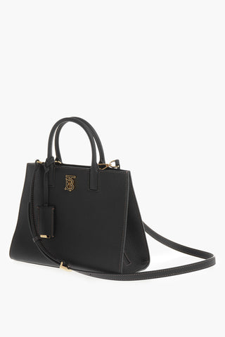 Hammered Leather Handbag with Embossed Logo