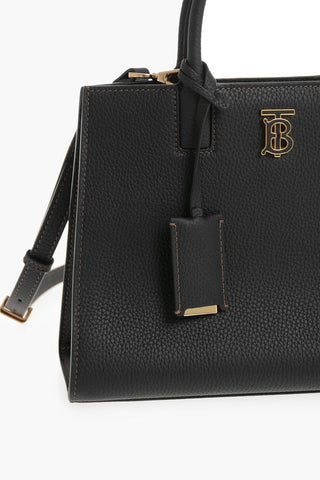 Hammered Leather Handbag with Embossed Logo