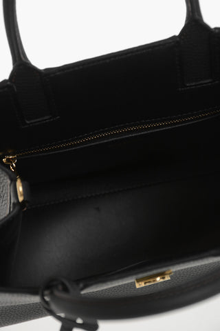 Hammered Leather Handbag with Embossed Logo