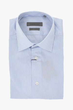 Camicia In Cotone A Righe Con Collo Francese