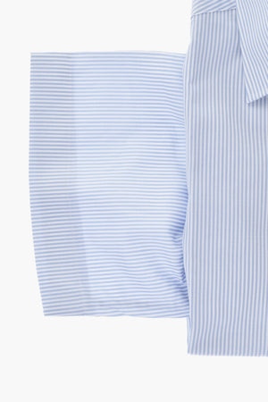 Camicia In Cotone A Righe Con Collo Francese