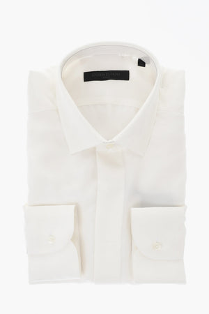 CODE Solid-Colored Silk Shirt With Italian Collar