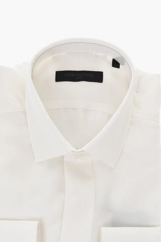 CODE Camicia in Seta a Tinta Unita con Collo Italiano