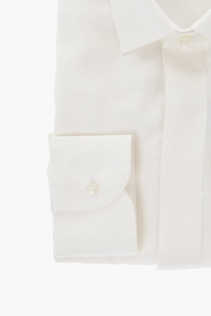 CODE Solid-Colored Silk Shirt With Italian Collar