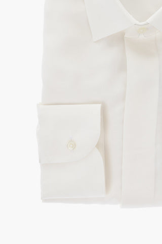 CODE Camicia in Seta a Tinta Unita con Collo Italiano