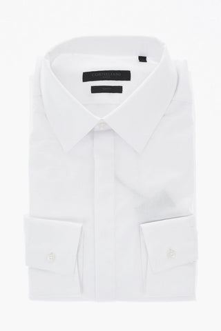 CODE Camicia Slim Fit con Abbottonatura Nascosta e Collo Italiano