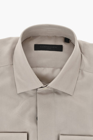 CODE Camicia in Seta a Tinta Unita con Abottonatura a Scomparsa