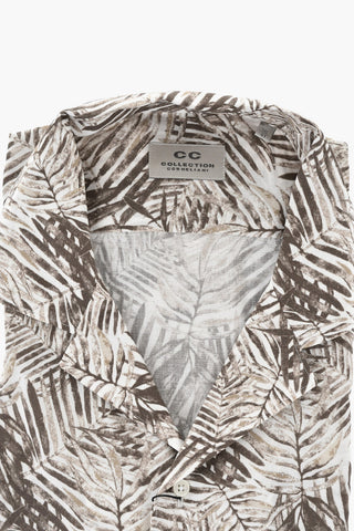 CC COLLECTION Short-Sleeved Botanical Print Shirt With Cuban Collar