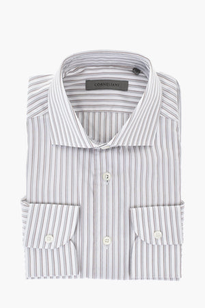 Striped Cotton Poplin Shirt With French Collar
