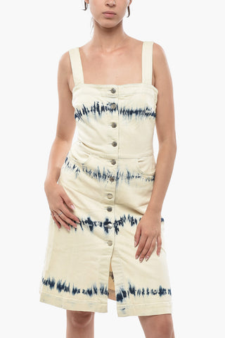 Etuikleid Aus Tie-Dye-Denim Mit Frontknopfleiste