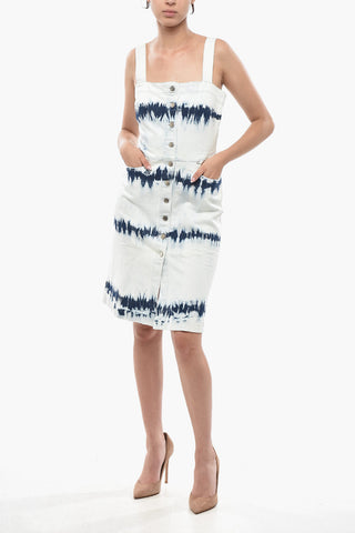 Etuikleid Aus Tie-Dye-Denim Mit Frontknopfleiste