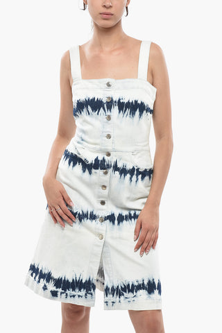 Etuikleid Aus Tie-Dye-Denim Mit Frontknopfleiste