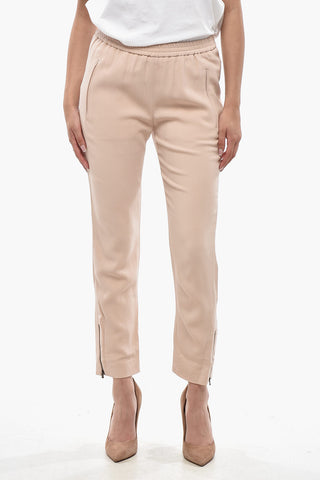 Stretch Viscose Pants With Ankle Zip