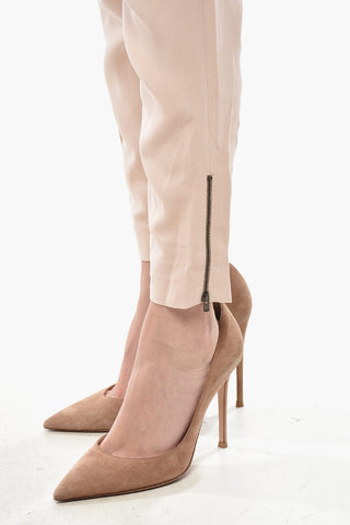 Stretch Viscose Pants With Ankle Zip